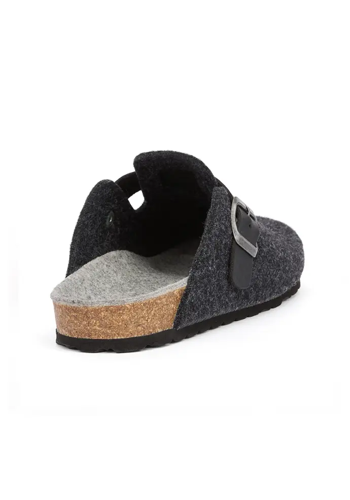 Mules homme feutre de laine et cuir et semelle caoutchouc eva