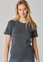 T-shirt  femme manches courtes chaud col rond laine mérinos couleur gris