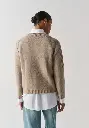 Pull col V laine et duvet de yack couleur beige