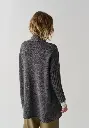 Gilet long femme en yack et laine couleur bleu marine
