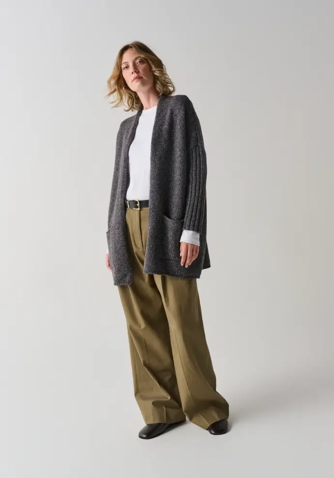 Veste laine et yack femme bleu marine