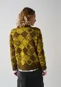 Pull jacquard en mohair et soie femme couleur ocre vert