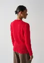 Pull femme col V en mohair de chevreau couleur rouge