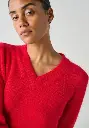 Pull femme col V en mohair de chevreau manches longues