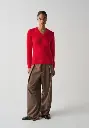 Pull femme col V en mohair de chevreau tricoté au Portugal
