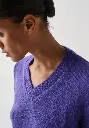Pull femme col V en mohair de chevreau couleur violet