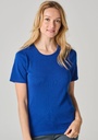 T-shirt  femme manches courtes chaud col rond laine merinos couleur bleu