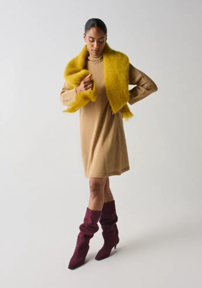 Robe pull femme en mérinos et alpaga fabrication française