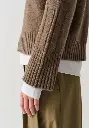 Pull femme col montant laine et duvet de yack large bords côtes