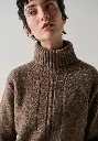 Pull femme col montant laine et duvet de yack large bords côtes