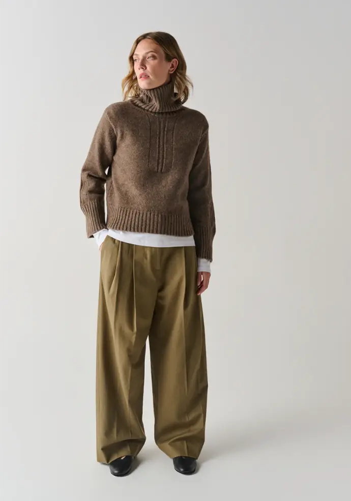 Pull femme col montant laine et duvet de yack chaud