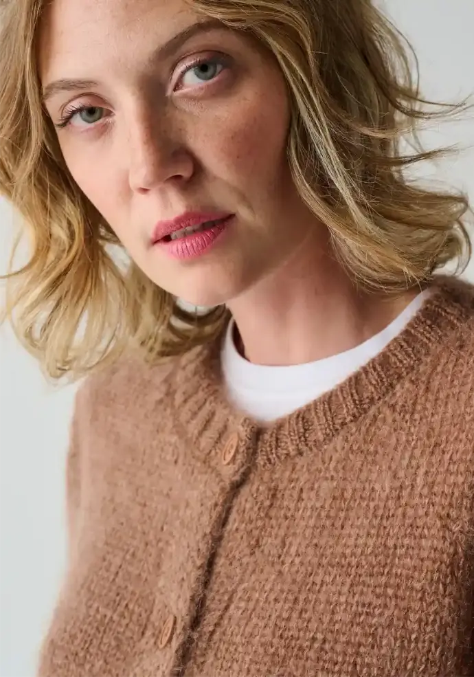Gilet femme en mohair de chevreau col rond