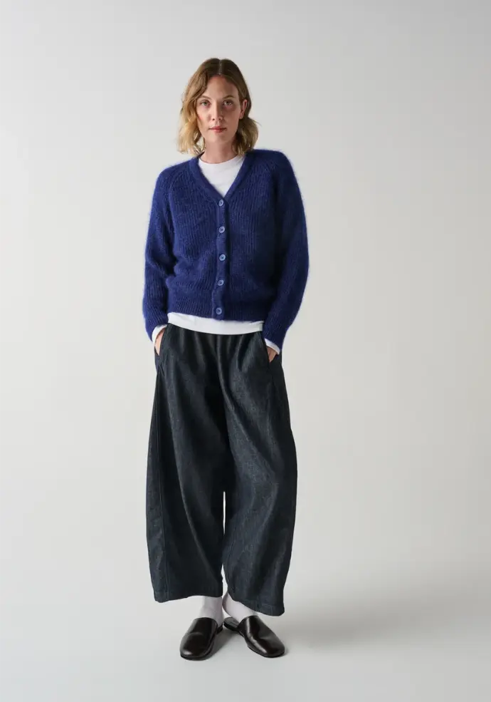 Cardigan femme en mohair et soie fermeture 5 boutons
