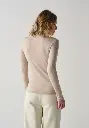 Sous pull femme col roulé mérinos et soie couleur beige