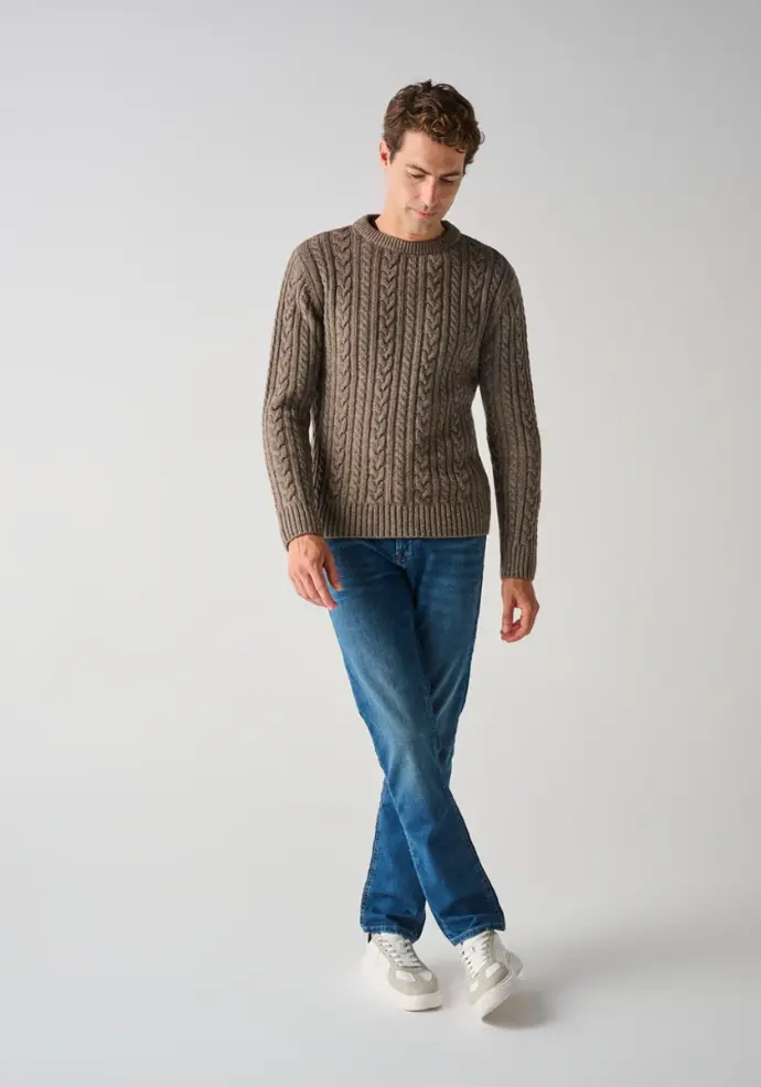 Pull chaud en laine avec torsades pour homme