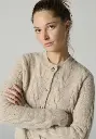 Gilet torsadé pour femme en laine et alpaga col rond