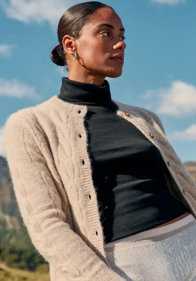 Cardigan pour femme en laine et alpaga fermeture 6 boutons