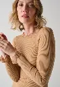 Chemise manches longues laine et soie femme tricotage en côtes fines