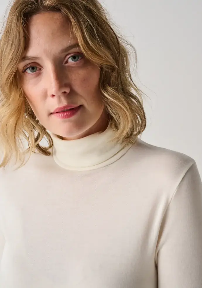 Sous-pull  femme col roulé laine et soie chaud et confortable