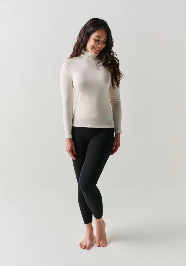 Sous-pull  femme col roulé laine et soie confection italienne