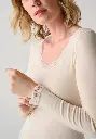 Sous vêtement chaud femme laine et soie finition dentelle de Calais
