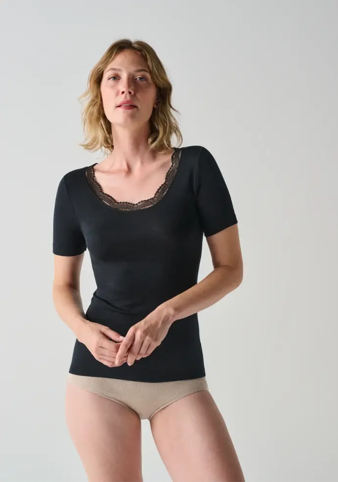 Chemise chaude femme en laine et soie confection italienne