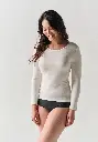 Sous vêtement chaud femme en laine et soie col rond
