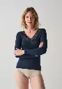 T-shirt femme manches longues laine et soie confection italienne