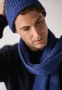 Bonnet homme en mérinos et alpaga couleur bleu made in France
