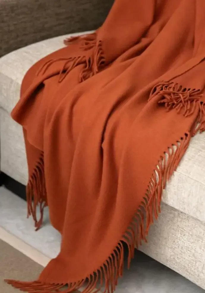 Plaid 100% mérinos couleur cuivre made in France