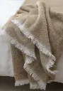 Couverture en mohair effet chiné couleur beige fabrication française
