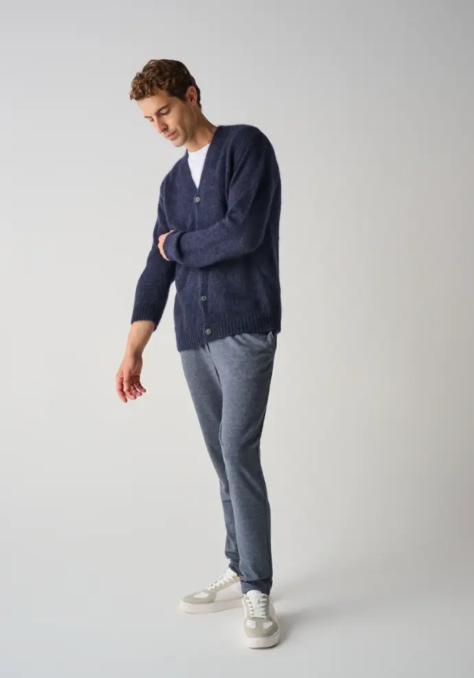 Gilet homme en mohair et soie fermeture 5 boutons