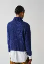 Pull femme col montant en mohair et soie couleur bleu