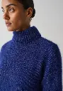 Pull femme col montant en mohair et soie maille côtelée