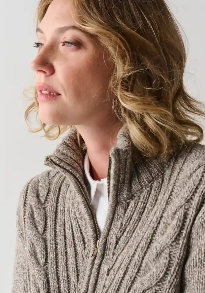 Gilet femme zippé en laine et yack col montant