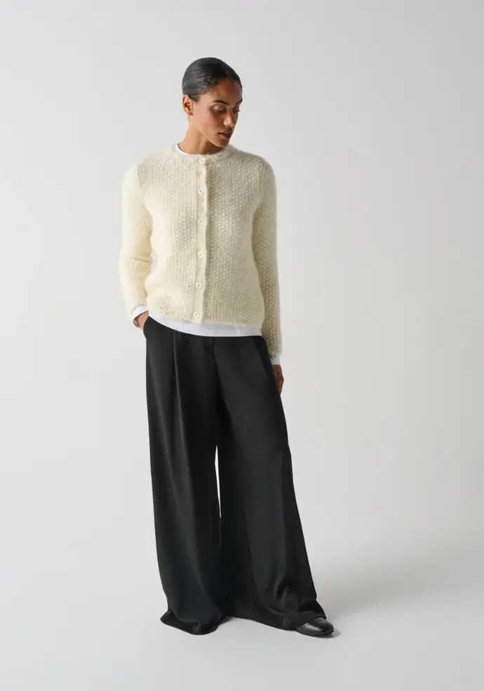 Cardigan femme en mohair de chevreau manches longues