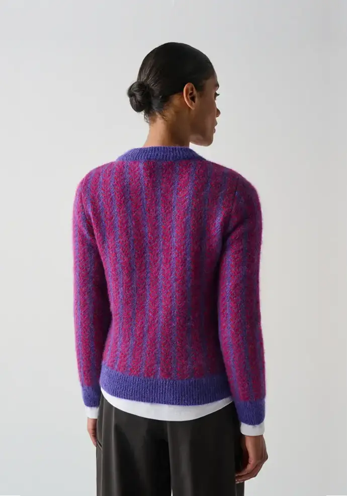 Pull col rond en mohair pour femme violet
