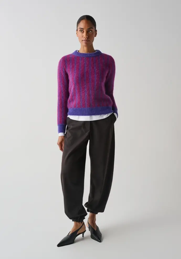 Pull col rond en mohair de chevreau pour femme