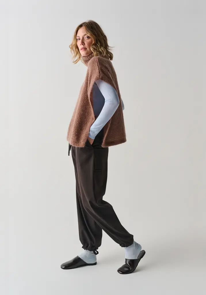 Poncho femme en mohair de chevreau coupe ample