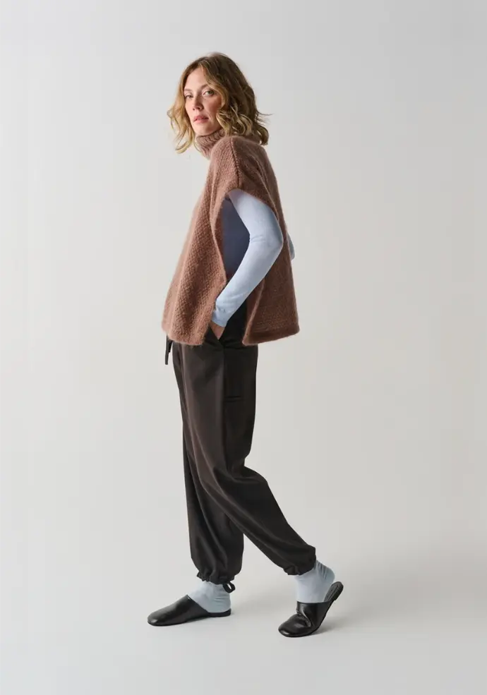 Poncho femme en mohair de chevreau coupe ample