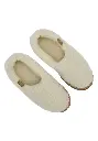 Chaussons fourrés femme el laine écru
