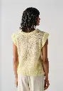 Pull sans manches femme en mohair et soie couleur jaune clair