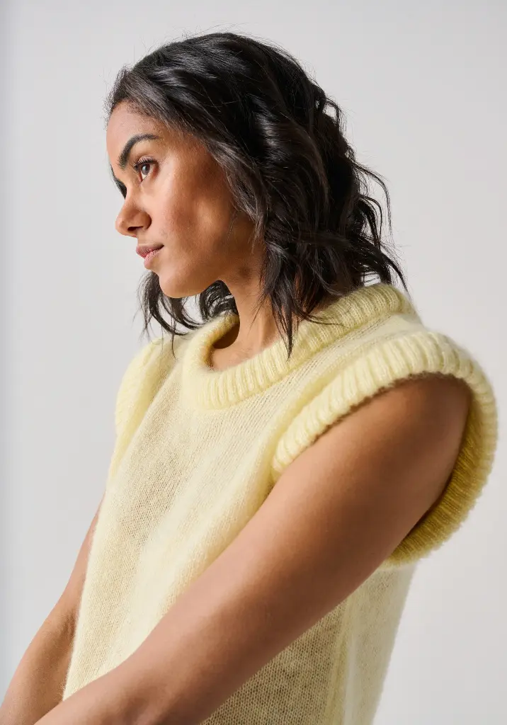 Pull sans manches femme en mohair et soie maille jersey