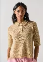 Pull femme col polo en mohair et soie couleur beige