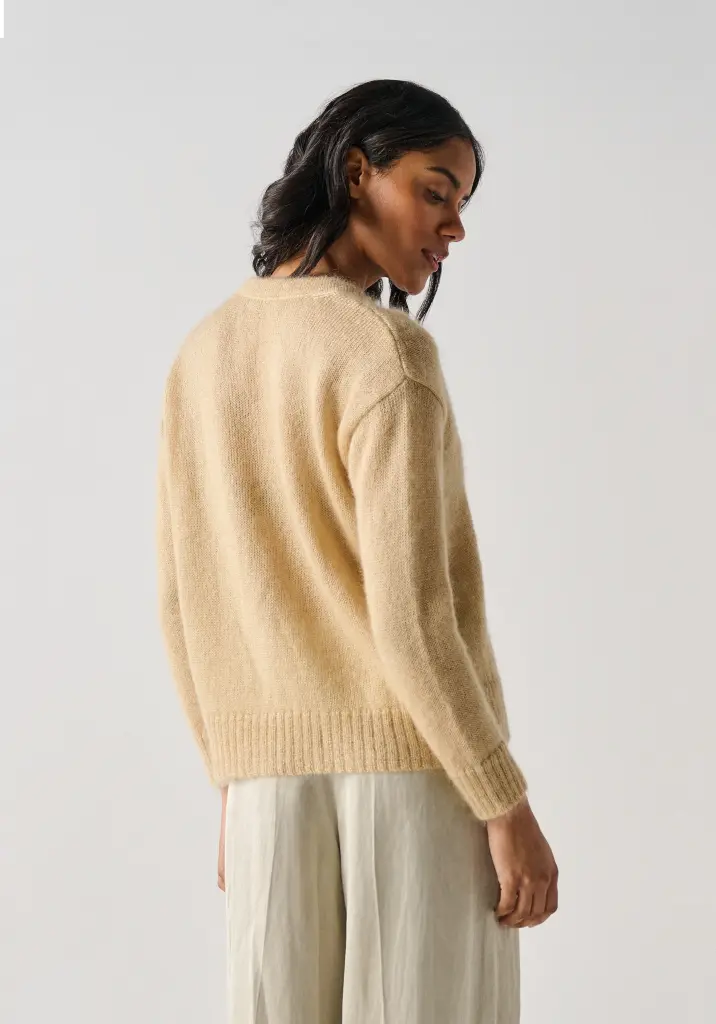 Cardigan femme en mohair et soie couleur beige
