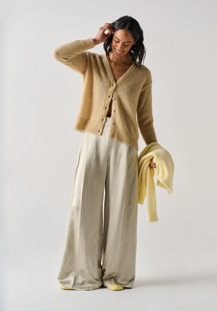 Cardigan femme en mohair et soie fermeture 5 boutons