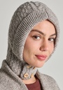 Cagoule pour femme en yack avec fermeture 4 boutons bois