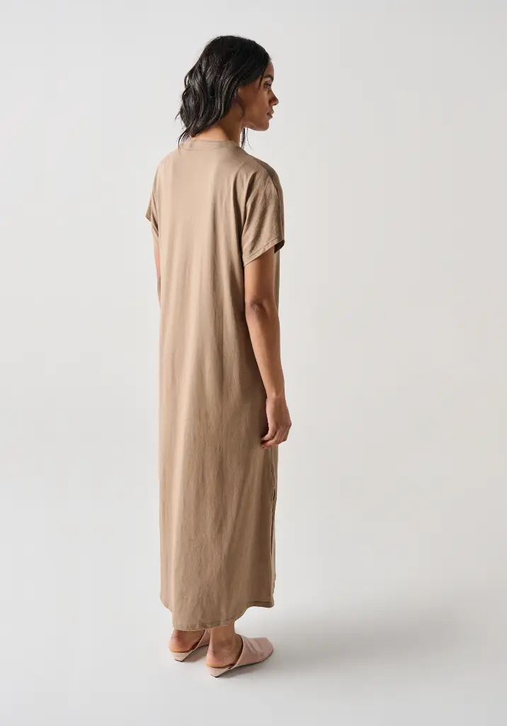 Robe caftan femme en 100% coton Pima couleur capuccino