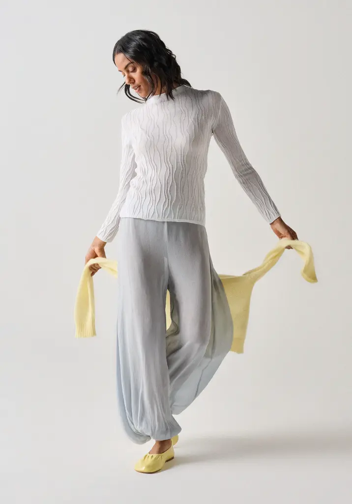 Top femme manches longues coton et soie