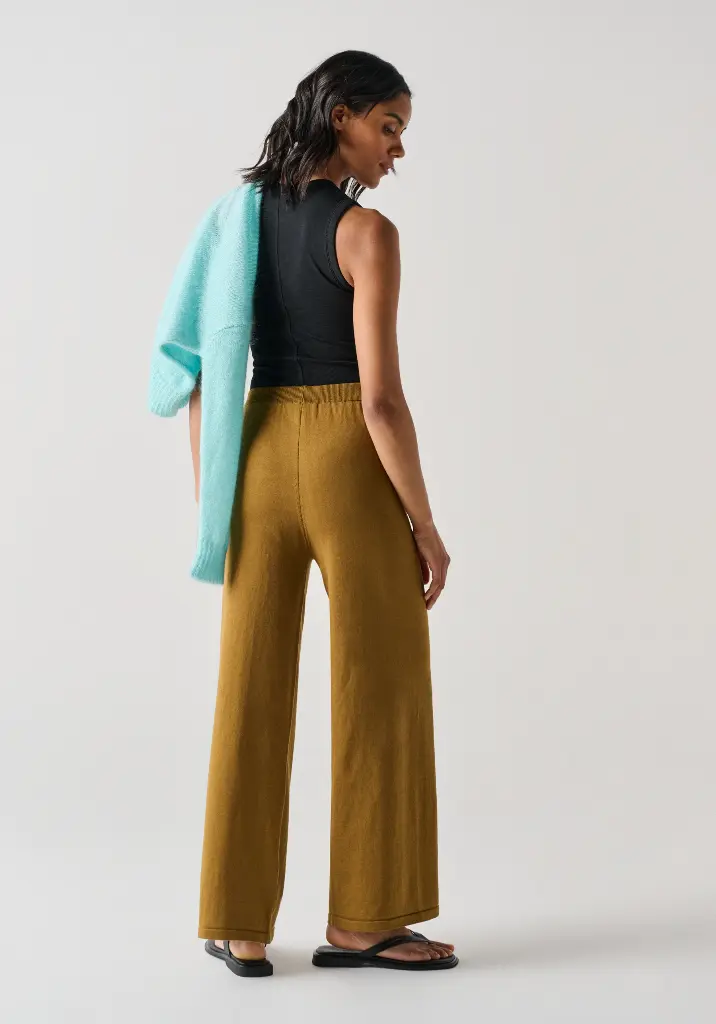 Pantalon femme 100% coton bio couleur tabac